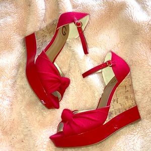 G By Guess “Tenseli” red platform wedge sandals